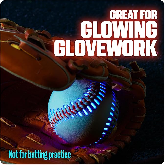 GlowCity Premium Leather LED Rechargeable Light-Up Baseball - Illuminate the Game - Nighttime Fun and Play - Sports Stuff & Gadgets for Kids Age 8 Years Old and Up - Catch Only