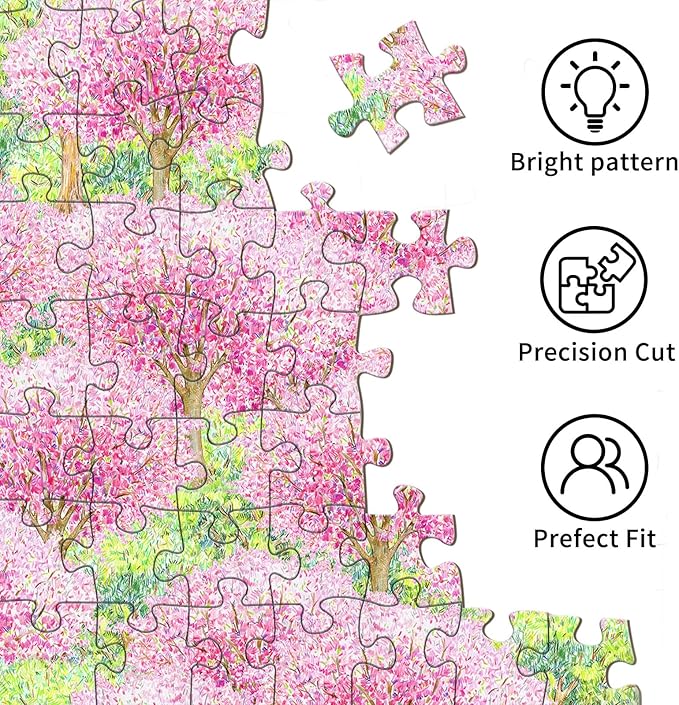 Puzzles for Adults 500 Pieces, Jigsaw Puzzle for Adults, Fun Challenging Family Puzzle, Hanging Cherry Blossom Puzzles, Interlock Perfectly No Dust, Gifts for Easter Parents Father's Day