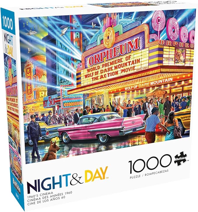 Buffalo Games - Night and Day - Steve Crisp - 1960's Cinema - 1000 Piece Jigsaw Puzzle for Adults - Challenging Puzzle Perfect for Game Nights - Finished Size is 26.75 x 19.75