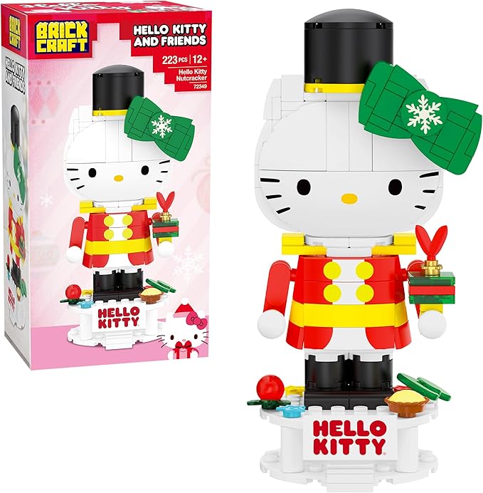 Brickcraft Hello Kitty Toy Soldier Brick Building Set Nutcracker Sanrio Holiday Christmas Block Kit & Collectible Display Figure DIY Construction Gift for Kids & Adults, Festive Décor Ages 8+ 223 pcs
