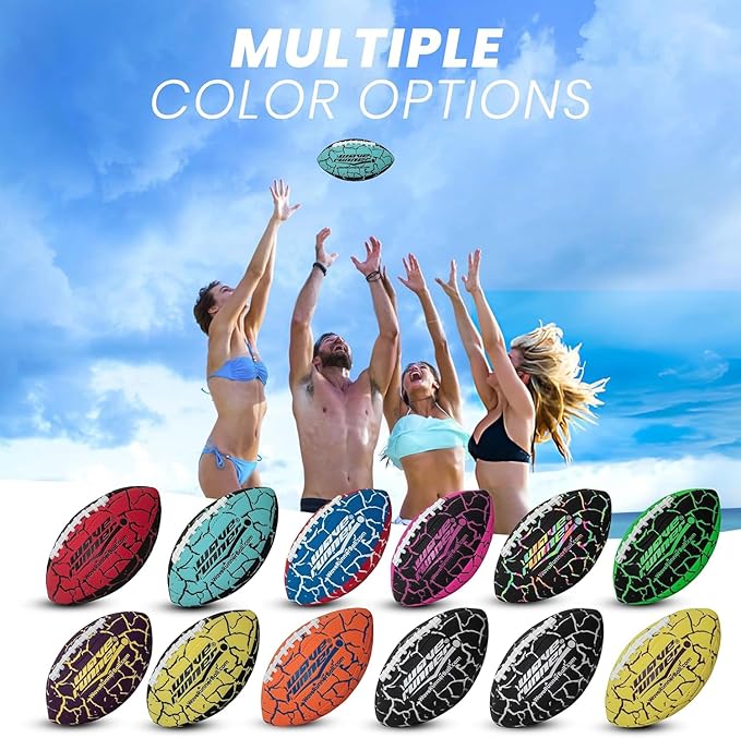 Wave Runner Grip It Waterproof Junior Size Football, 9.25 Size, Durable & Double Laced, Perfect for Beach Accessories, Kids Games, Pool Toys, Outdoor Games, All-Weather Indoor & Outdoor Play