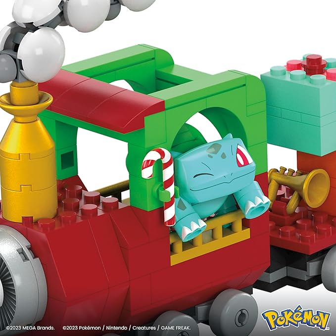 MEGA Pokemon Action Figure Building Toys, Holiday Train with 373 Pieces, 4 Poseable Characters, Gift Idea for Kids