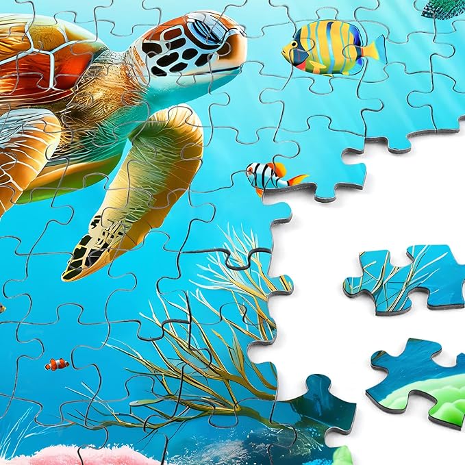 Rocorose Jigsaw Puzzle for Adults 1000 Pieces, Underwater World Sea Turtle Puzzle for Family Activity Ocean Nature Puzzle Colorful Marine Life Challenging Home Decor