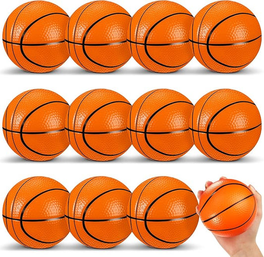 12 Pcs 4'' Mini Foam Basketballs for Kids Adults, Squeeze Stress Ball Safe Soft Replacement Beach Pool Basketball for Indoor Hoop Toddler Quiet Bouncy Sport Game (Orange)