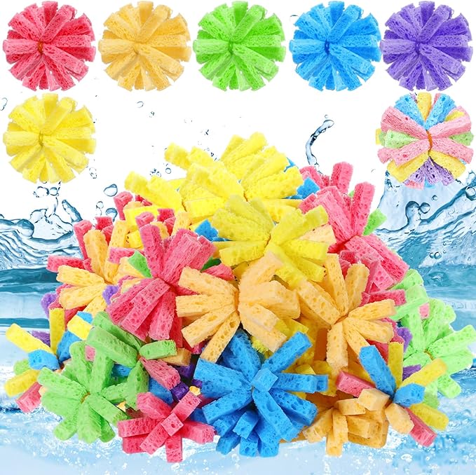 60 Pcs Reusable Water Balls for Outdoor Water Sponges Kids Games Toys Soft Quick Soak Pool Fight Toys for Summer Activities Backyard Trampoline Beach Party (Fresh Color)