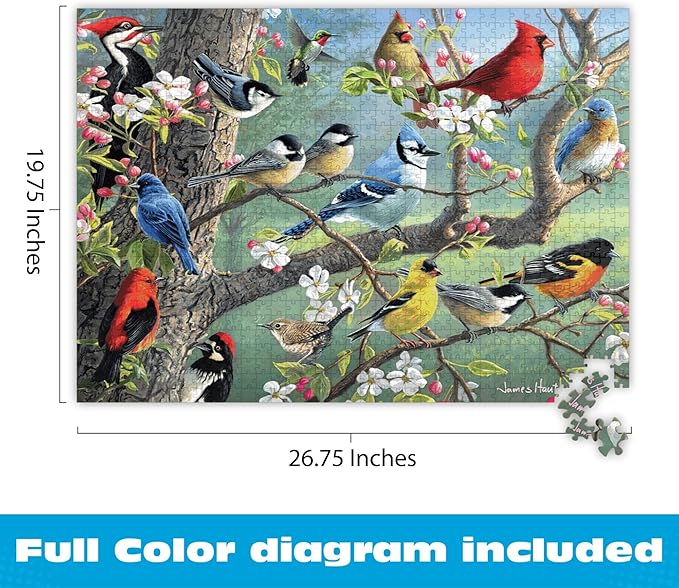 Buffalo Games - Birds in an Orchard - Hautman - 1000 Piece Jigsaw Puzzle for Adults, Challenging Bird Puzzle for Game Nights, Finished Size 26.75 x 19.75, Made in the USA