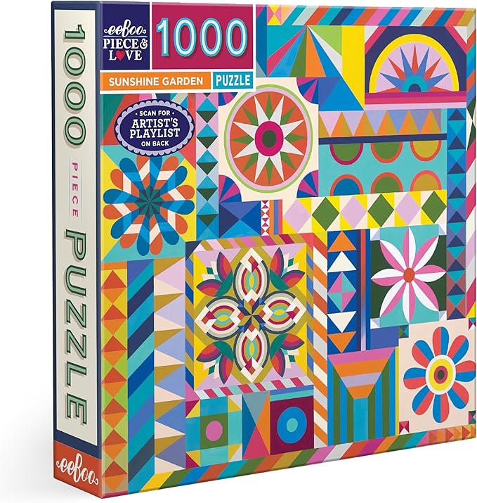 eeBoo 1000 Piece Puzzle - Sunshine Garden Jigsaw Puzzle for Adults, Square 23" x 23" Made with Recycled Board & Vegetable-Based Ink