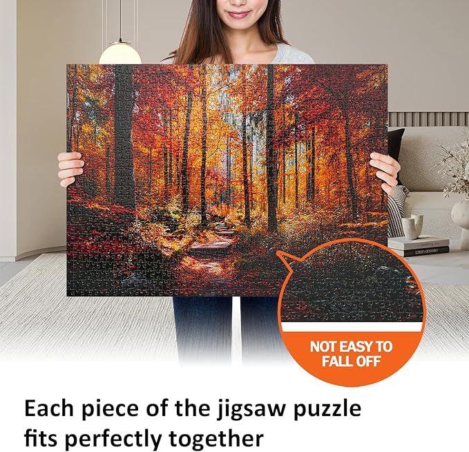 Jigsaw Puzzles for Adults 1000 Pieces Puzzles Impossible Hard Difficult Challenging Puzzles for Teens Autumn Maple Leaves Forest Tree Landscape Jigsaw Puzzle 1000 Pieces 28 x 20 inch