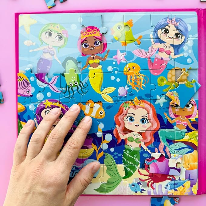 QUOKKA Magnetic Puzzles for Toddlers 3-5 – 2x48 Pieces Travel Games for Kids Ages 2-4 – Unicorn & Mermaid Learning Magnetic Puzzles for Kids Ages 4-8 – Educational Puzzle Gift Toy for Boys and Girls