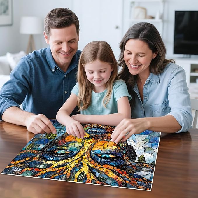 500 Piece Puzzles for Adults, Mosaic Tree Faced Woman Jigsaw Puzzles, Stained Glass Art Puzzle, Birthday for Men, Women, and Seniors, Fun and Challenging Puzzle, 20.5x15 in