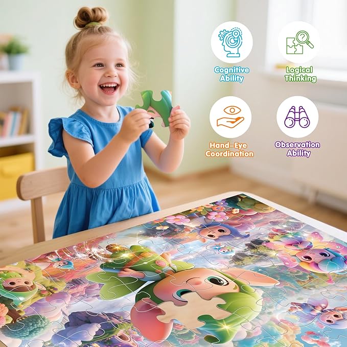 Jumbo Floor Puzzle for Kids,48 Piece Fairy Large Jigsaw Puzzles for Toddler Ages 3-5,Preschool Educational Toy Easter Gift for Boys & Girls Ages 4-8