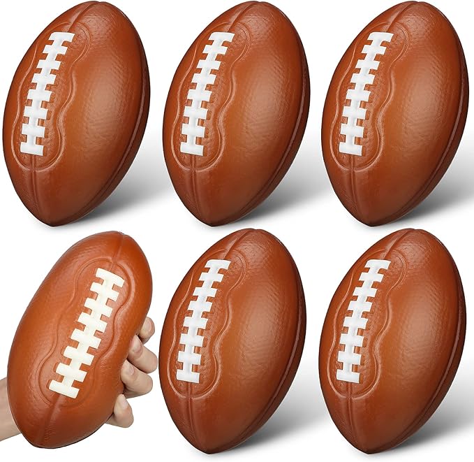 Jerify 6 Pack Kids Foam Football 6.7" Small Football Bulk Mini Soft Sport Ball Gift for Toddlers Boy Girl Youth Party Favors Indoor Outdoor Practice Play School Classroom Reward