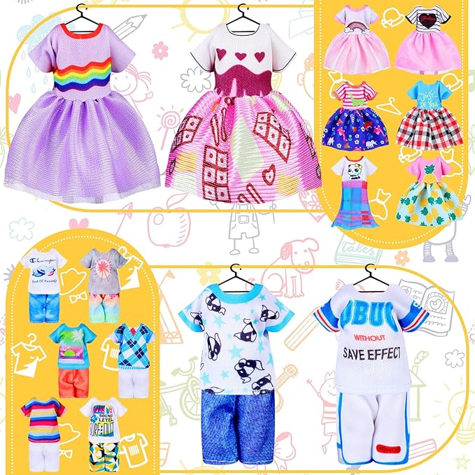 Hungdao 16 Pcs Girl Boy Doll Clothes Lovely Outfits Mini Doll Clothes 6 Inch Dolls Accessories for Kids Birthday Outfit(Boys and Girls)