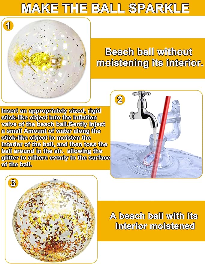 5 Pcs Inflatable Beach Balls, 16 Inch & 24 Inch Large Confetti Glitter Beach Balls, Sequins Clear Blow up Pool Balls Toys for Christmas Party Decorations 2026 New Year Birthday Summer Swimming Pool