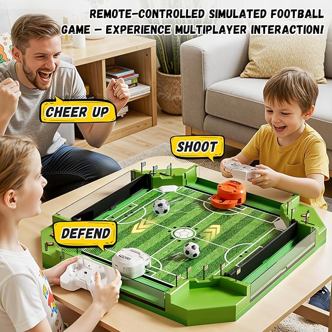 Remote Control Foosball Table Game, Mini Soccer Board Games with 3 Balls & 4 Remote Controllers, Football Tabletop Games Toy for Kids and Adults 3 4 5 6 7 8-12+Years Old - Gift for Boys Girls