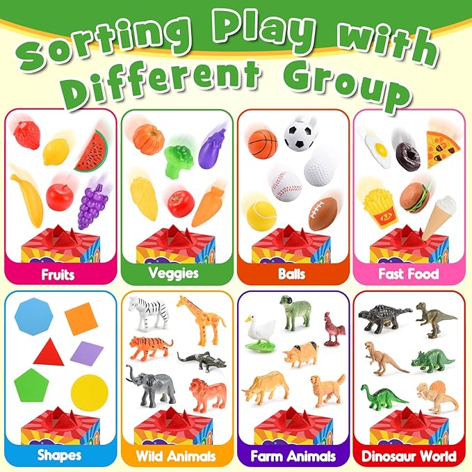 Montessori Toys for 3 4 5 6 Year Olds Boys & Girls | 58-Piece Fun Sorting Games with Mystery Box | Engaging Preschool Learning & Speech Therapy Toys | Great Birthday for Grandkids