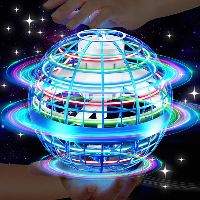 Flying Orb Ball Toy,2026 Upgraded Parachute LED,Magic Hand Controlled Mini Gravity Ball,Cosmic Globe Boomerang,Cool Christmas Birthday Gift for 6 7 8 9 10+ Year Old Boys Girls-Bright Blue