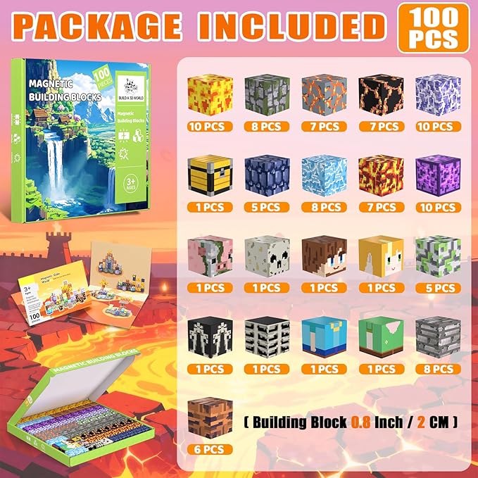 Magnetic Blocks, Magnetic Tiles Building Blocks, Magnet Cubes STEM Sensory Game Toys Christmas Birthday Gifts for Kids Boys Girls Age 3+ (Sword)