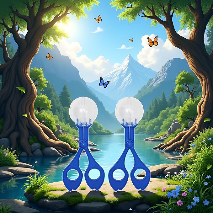 2 Pcs Blue Fine Motor Skill Tool, Scoopers for Teen Nature Exploration ObservationHand-Eye Coordination Plastic Scissor Clamp Small Butterfly Clip, for Sports and Outdoor Play