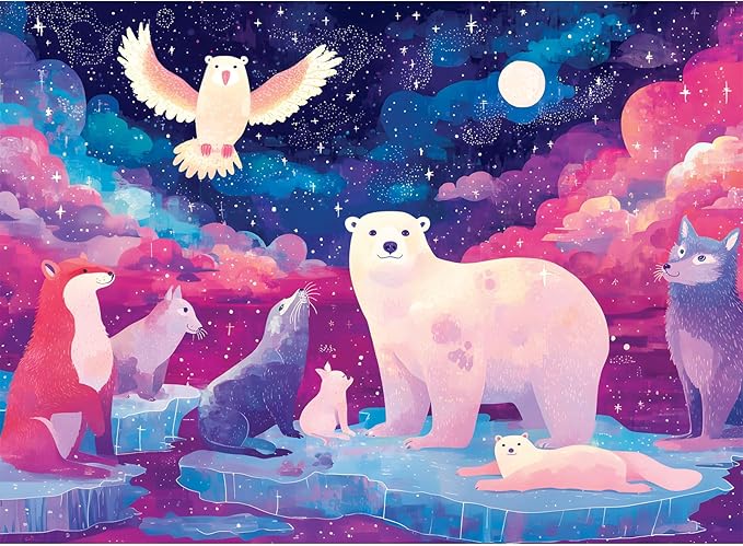 500 Piece Puzzles for Adults, Colorful Owl Jigsaw Puzzle 500 Piece, Polar Bear Interlocking Adult Puzzles, Letter Clues, No Dust, Challenging Game Gift for Adults Seniors, Home Decor, 20.5 x 15 in