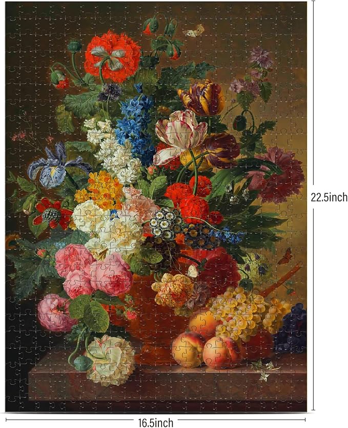 Antelope 2 in 1 1000 Piece Puzzle Bundle - Van Gogh's Time Travel to Muse Da Orsay - 1000 Piece Jigsaw Puzzle with Vase Flower