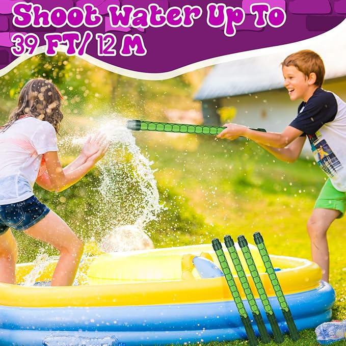 12 Pcs Green Turtle Shell Pattern Water Gun Party Favors Summer Activity 15.75 in Water Gun Blasters Toys for Kids Outdoor Swimming Pool Backyard Beach Games