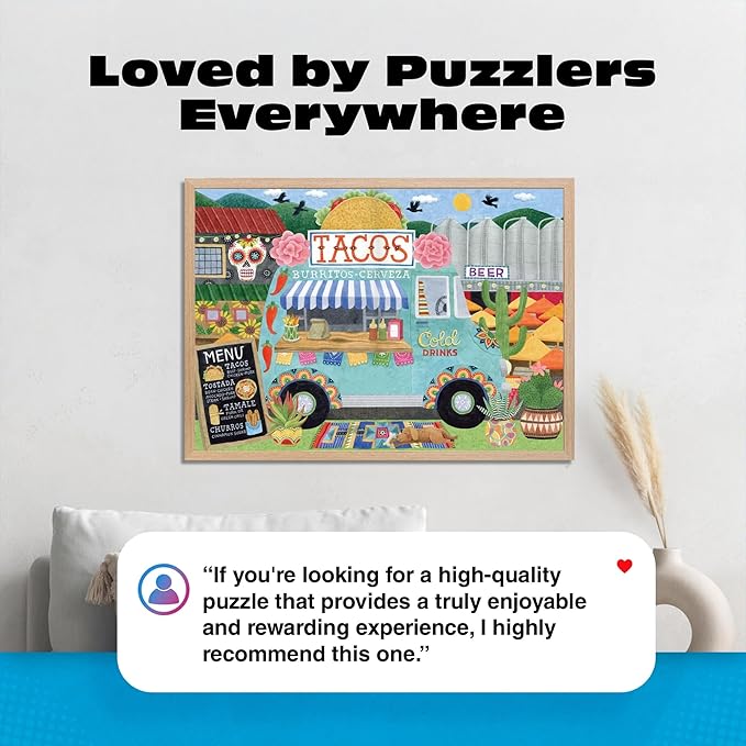 Ceaco - Food Trucks Taco Truck 500 Piece Jigsaw Puzzle with Colorful Vibrant Art for Adults and Teens