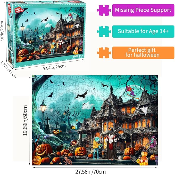Halloween Jigsaw Puzzles for Adults 1000 Piece Puzzle for Adults 1000 Pieces Puzzle 1000 Pieces-Horror Night Watch Party