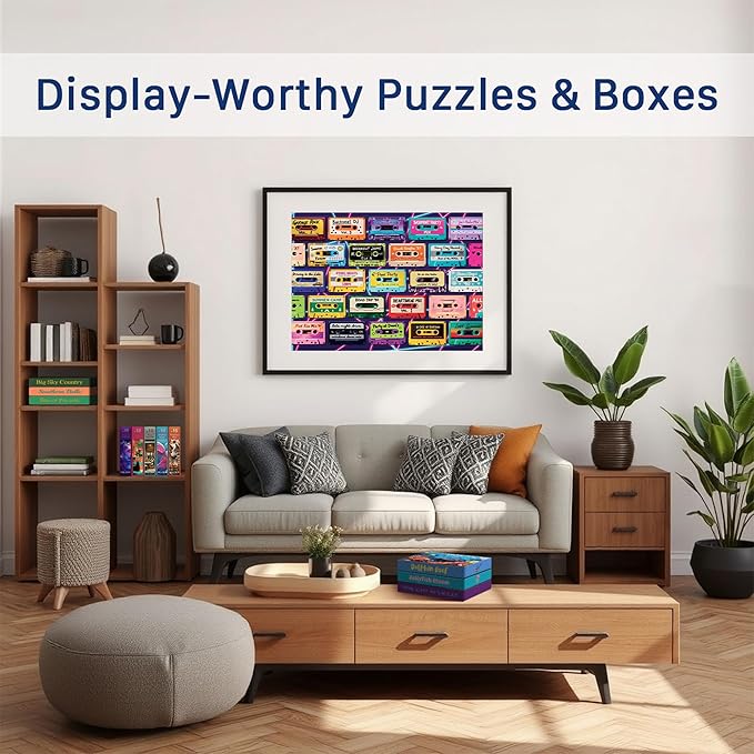Mixtape Memories (No. 16) – 1000 Piece Retro Jigsaw Puzzle for Adults | Printed in USA | Satin Low-Glare Finish | Random Ribbon Cut | Bonus Poster | Premium Display-Worthy Box | Final Piece Puzzles