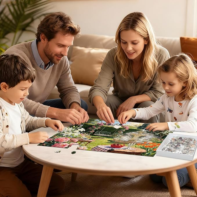1000 Piece Puzzle for Adults Oil Painting Garden Jigsaw Puzzles with Letters on Back Puzzles for Adults Family Puzzle Gifts for Wall Decor Women Men (27.56x19.7 Inch)