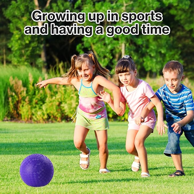24 Pcs Dodgeballs 5 Inch Playground Ball Purple Kickball Inflatable Rubber Handball Bouncy Dodge Ball with 1 Hand Pump for Outdoors Ball Games Gym Camps Picnic (Purple)