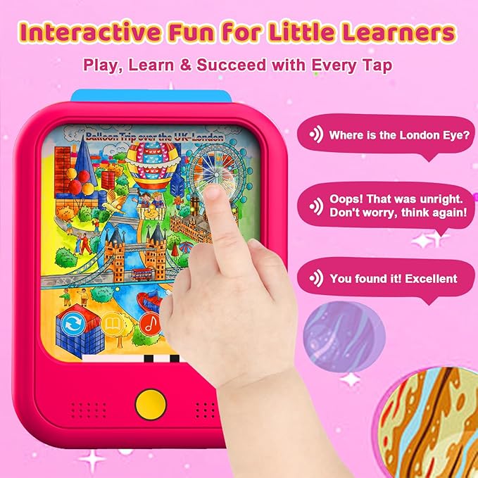 Kids Learning Tablet Bilingual, Educational Learning Toys for Toddlers 3-5 Year Olds, with 2000+ Words and Games, Autism Sensory and Speech Therapy Toys, 3 4 5 6 Year Old Girl Birthday Gift(Pink)