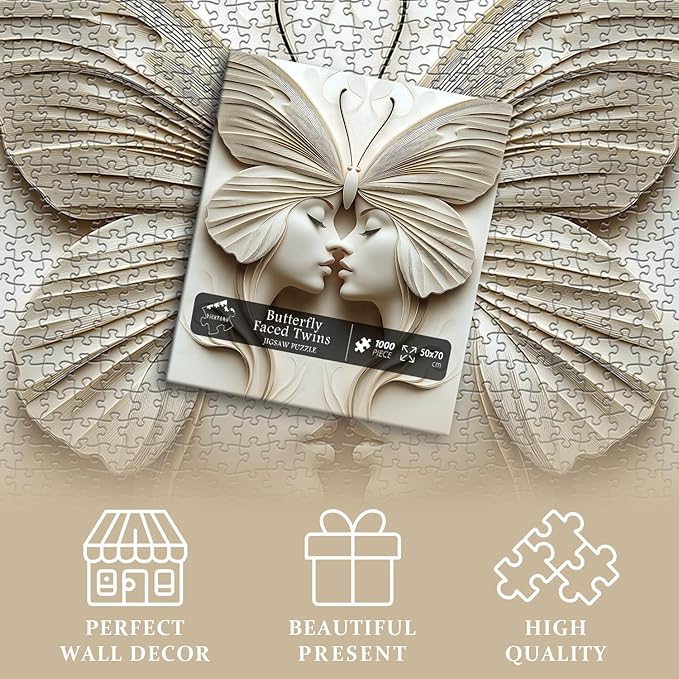 Impossible Puzzles for Adults 1000 Pieces, Women Butterfly Beauty Puzzle Unique Abstract Art, Lady Aesthetic Jigsaw Puzzle Difficult Challenging