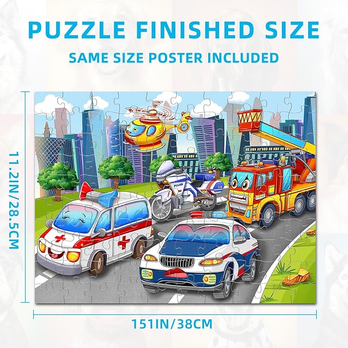 Nattork Jigsaw Puzzles 100 Pieces for Kids Youth Car Puzzle - Pieces Fit Together Perfectly