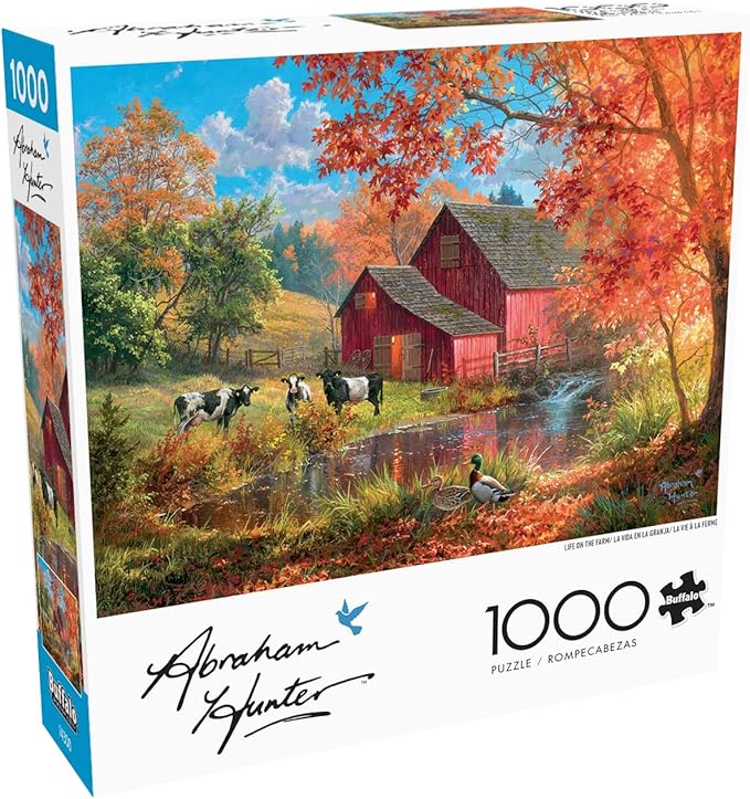 Buffalo Games - Life on the Farm - Abraham Hunter - 1000 Piece Autumn Jigsaw Puzzle - Colorful Fall Puzzles for Adults – Beautiful, Seasonal Artwork, and Hours of Relaxing Fun