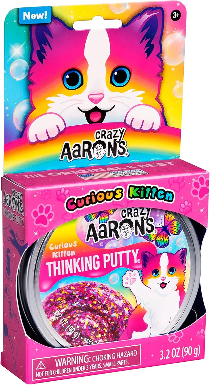 Crazy Aaron's Thinking Putty® - Curious Kitten - Multi-Color Sensory Putty for Kids and Grown ups in a 4" Tin - Creative and Endless Fun, Stress Relief Therapy Toys, Never Dries Out - Made in USA