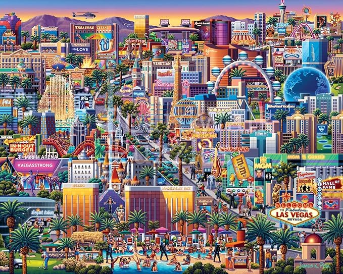 Las Vegas Strip by Boardwalk - 1000 Piece Jigsaw Puzzle for Adults, Made in USA