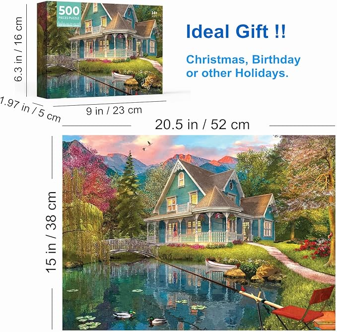 500 Piece Puzzles for Adults Mountain Villa 20.5 x 15 Inch 500 Piece Jigsaw Puzzles for Adults Puzzles 500 Pieces for Adults Educational Challenge Puzlle