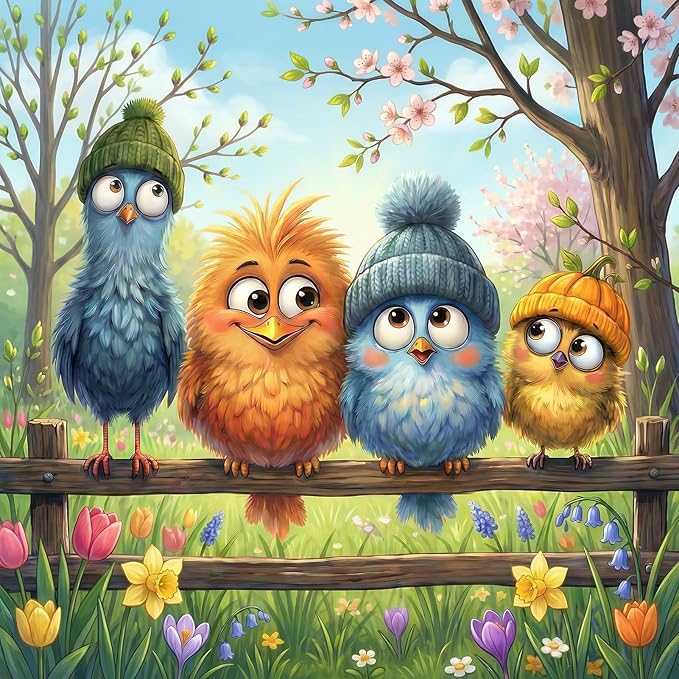 1000 Piece Jigsaw Puzzle for Adults, Cute Bird Animal Pattern, Back with Letters, Ideal for Home Decor & Puzzle Lover Gifts