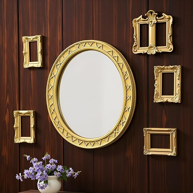 Gold 1/12 Miniature Mirror Dollhouse Decoration Accessories, DIY Doll House Kit