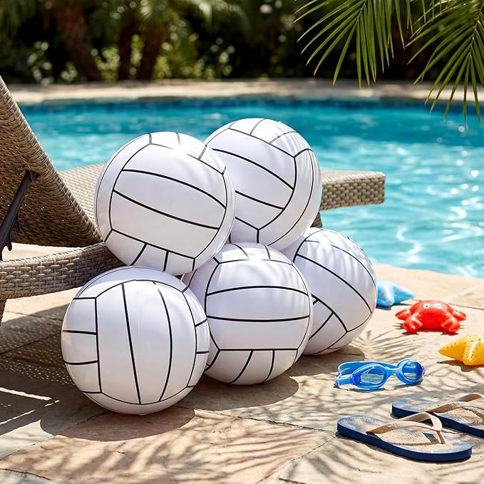 Sosation 8 Pcs Inflatable Sports Balls 16 Inch Inflatable Beach Ball Blow up Sports Party Decorations Swimming Pool Summer Pool Toys for Indoor Outdoor Beach (Volleyball)