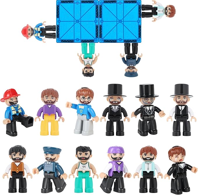 12PCS Large Magnetic People for Magnetic Tiles, 3 Inches Magnet People Figures for Kids Compatible with Lego, Magnet Toys for Kids Ages 3 4 5 6+ STEM Learning Toys Magnet Tiles Expansion