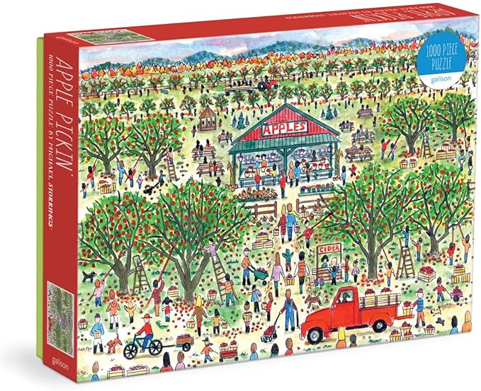 Galison Michael Storrings Apple Pickin' 1000 Piece Puzzle from Galison - 27" x 20" Beautifully Illustrated Puzzle, Thick & Sturdy Pieces, Perfect Activity for Chilly Fall Weather!