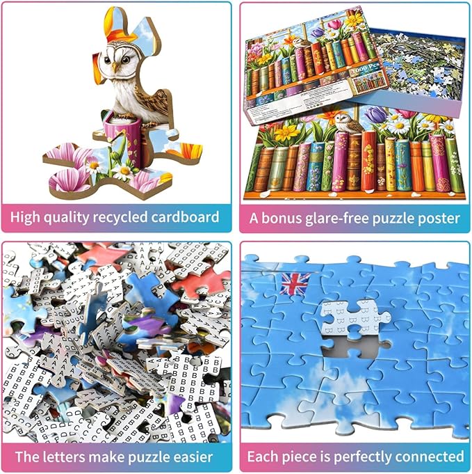 Jigsaw Puzzles for Adults 1000 Piece Puzzle for Adults 1000 Pieces Puzzle 1000 Pieces-Books and Flowers