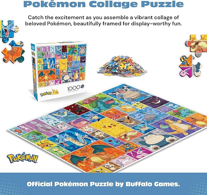 Buffalo Games - Pokemon - Frames - 1000 Piece Jigsaw Puzzle for Adults Challenging Puzzle Perfect for Game Nights - 1000 Piece Finished Size is 26.75 x 19.75, Large