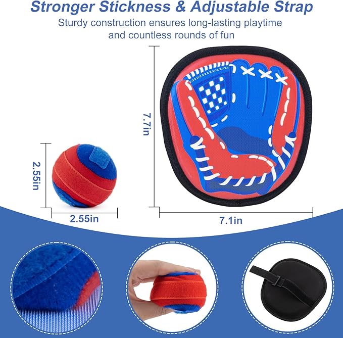 Toss and Catch Ball Game - Baseball Glove Style - Toddler Activity Toys for Boys Girls 3 4 5 6-8 Year Old - Birthday Gifts Easter Basket Stuffers - Kids Outdoor & Indoor Games for Beach Yard Lawn
