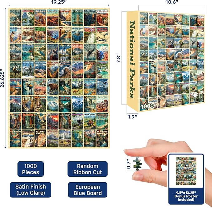 National Parks (#9) – 1000 Piece Jigsaw Puzzle for Adults | Premium European Blue Board | Satin Low-Glare Finish | Ribbon Cut | Bonus Poster | Display-Worthy Box | Printed in USA | Final Piece Puzzles