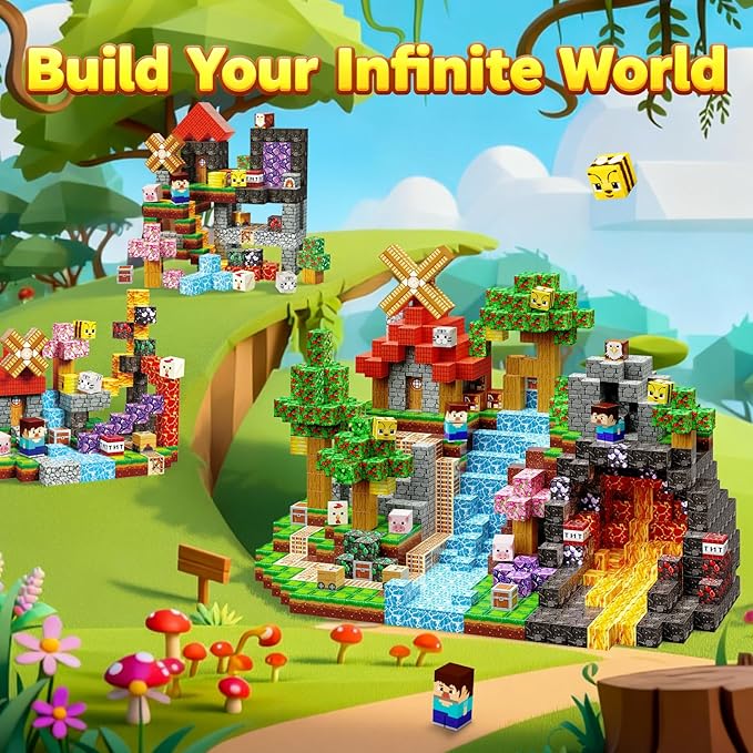 200PCS Magnetic Building Blocks 0.8inch STEM Toy for Kids 3+ Toddler Educational Construction Gift for Boys & Girls (Forest-200pcs)