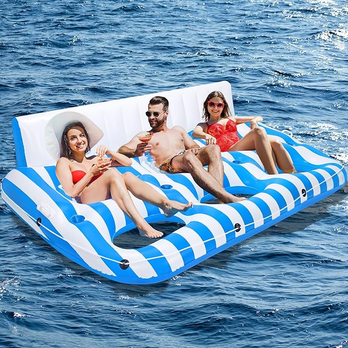 Inflatable Pool Lounger Float for Adults, Large Pool Floats Chair Lounge with Handles and Cup Phone Holder, Water Float Tanning Pool Party Toys for Outdoor, Beach, Swimming Pool, Lake, River