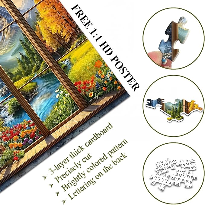 PICKFORU Season 1000 Piece Puzzle for Adults, A Year in a View Jigsaw Puzzles, Nature Art Mountain Scenery Puzzle as Wall Decor